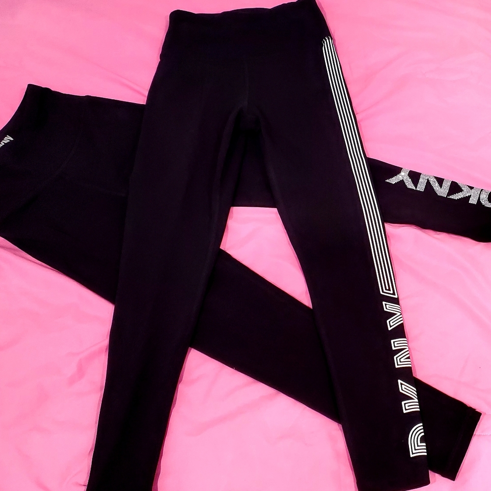 *NWOT* BUNDLE of 2 BLACK DKNY LOGO Leggings - Size XXS.